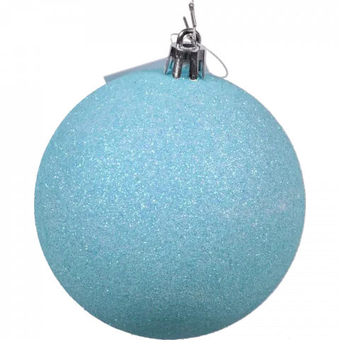 Прикраса ЛХ куля пласт. 8 см бірюзова глиттер JNP019 И865