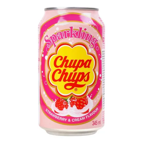 Напій б/алк. Chupa Chups Полуниця з вершками 0,345 з/б газ. (Корея)