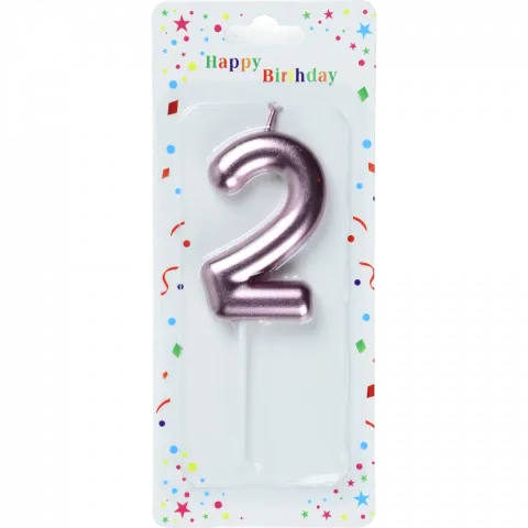 Свічка для торту Цифра 2`, металік арт. 6961-11 И766`