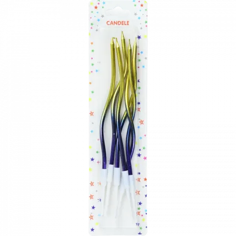 Набір свічок д/т 6 шт хвилясті металік 6961-7 И704