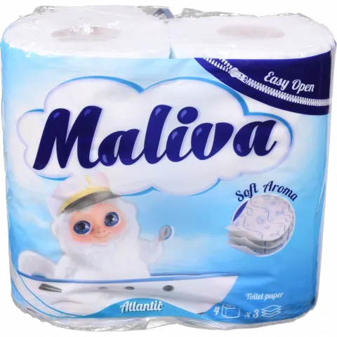 Туал. папір Maliva 4 рул. по 130 арк., 17 м, 3-х шар. Атлантік И978 (Болгарія)