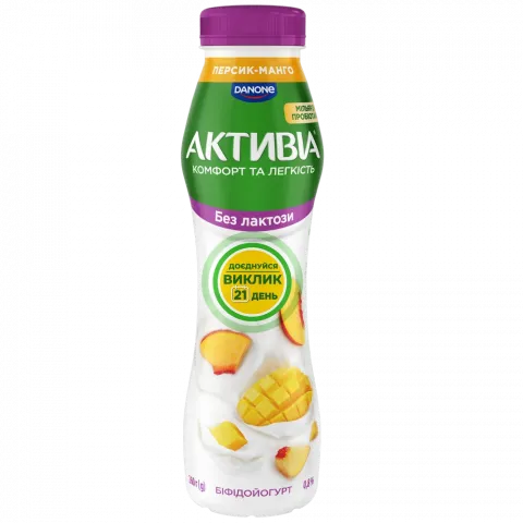 Біфідойогурт Активіа 0,8 260 г Персик-манго б/лактозний