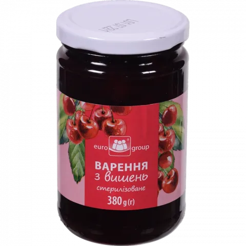 Варення Єврогруп 380 г скл. Вишня