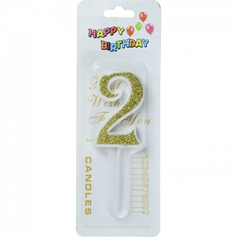 Свічка для торту Цифра 2`, з глітером арт. 6961-13 И568`