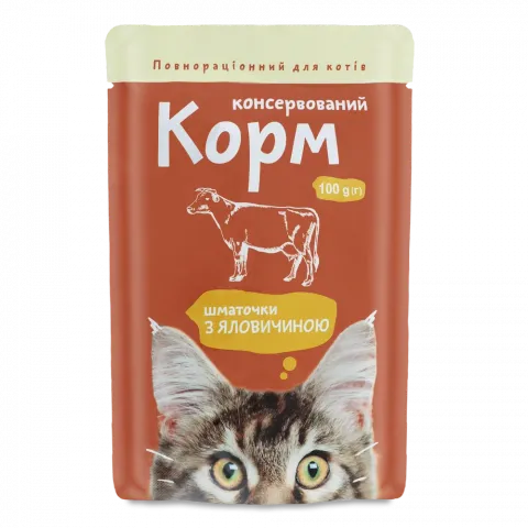Корм д/котів Українська зірка 100 г пак. яловичина