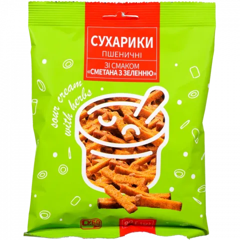 Сухарики Субота пшеничні 90 г зі смаком сметани із зеленню