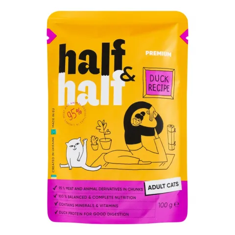 Корм д/котів HalfHalf 100 г з качкою