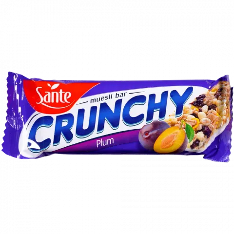 Батончик Санте Кранчі 40 г зі сливою в ванільній глазурі (Польща) И976