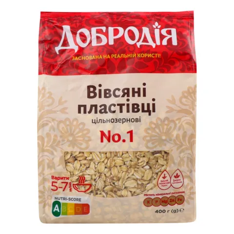 Пластівці Добродія 400 г пак. вівсяні