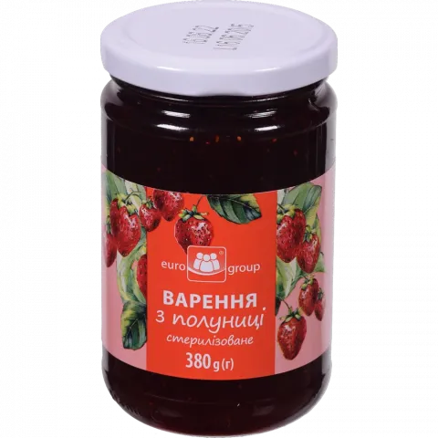 Варення Єврогруп 380 г скл. Полуниця