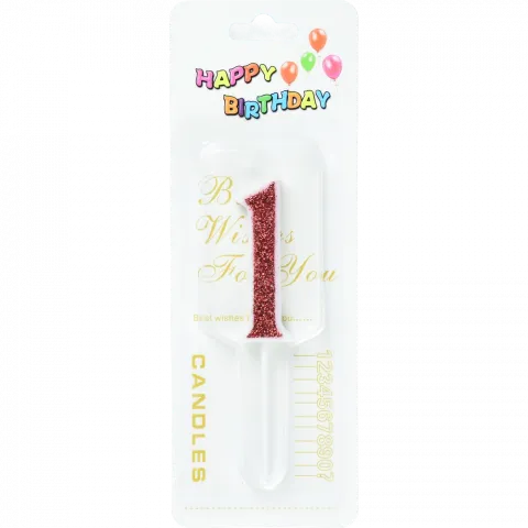 Свічка для торту Цифра 1`, з глітером арт. 6961-13 И551`