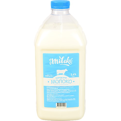 Молоко Mileko 2л 2.6% пляшка