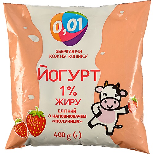Йогурт 0.01 400г 1% полуниця п.е