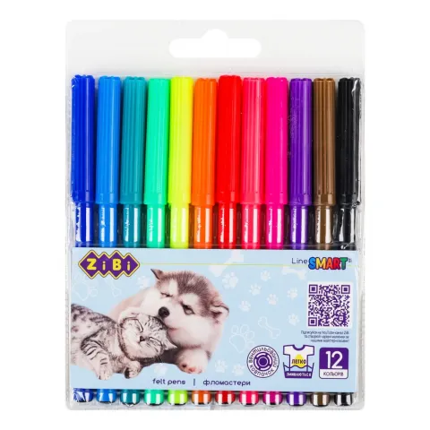 Фломастери Zibi 12 кол. Собаки та коти Smart Line ZB.2815