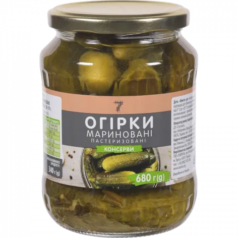 Конс Огірки 7` 680 г скл. мариновані`