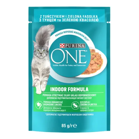 Корм д/котів One Indoor 85 г Тунець і боби гриль у соусі
