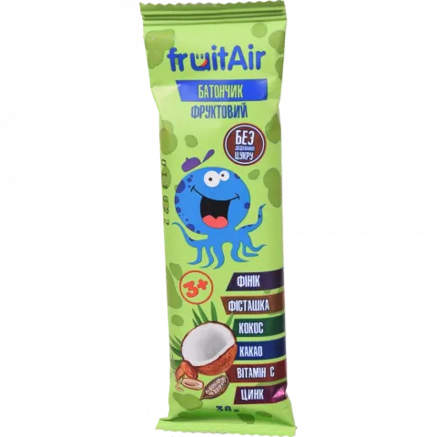 Батончик FruitAir 38 г Фінік з фісташками та кокосовою стружкою