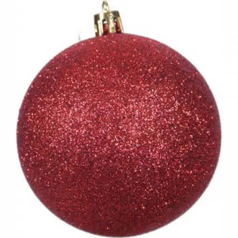 Прикраса ЛХ куля пласт. 6 см червона глиттер JNP001 И704