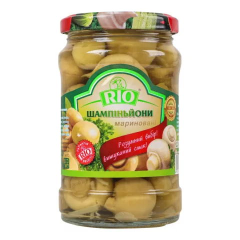 Гриби Pio Шампіньйони 280 г скл. марин.