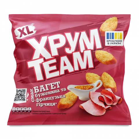 Сухарі ХрумTeam Багет 90 г зі смак. буж.та француз.гірчиці