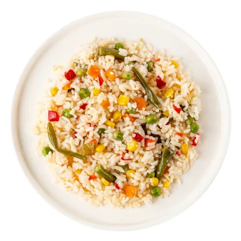 Рис відварений з овочами по -Гавайськи ваг. Кулінар.