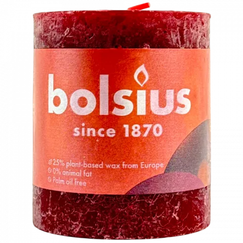 Свіча Bolsius 80/68 рустік Червоний оксамит, 35 год., арт. 103668780347