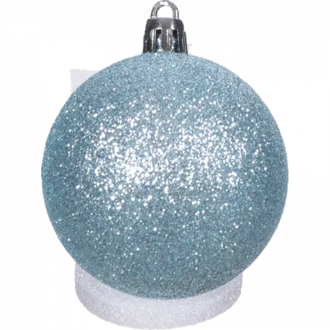 Прикраса ЛХ куля пласт. 6 см блакитна глиттер JNP020 И759