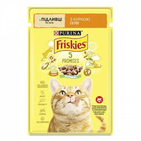 Корм д/котів Фріскіс 85 г пак. з куркою у соусі