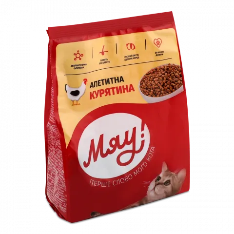 Корм д/котів Мяу! 300 г пак. з куркою