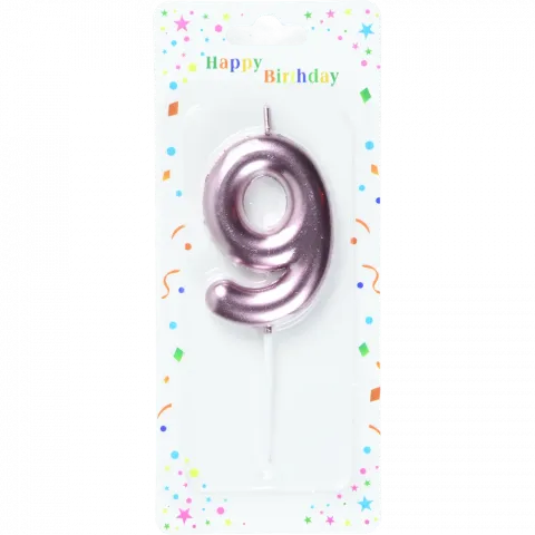 Свічка для торту Цифра 9`, металік арт. 6961-11 И834`