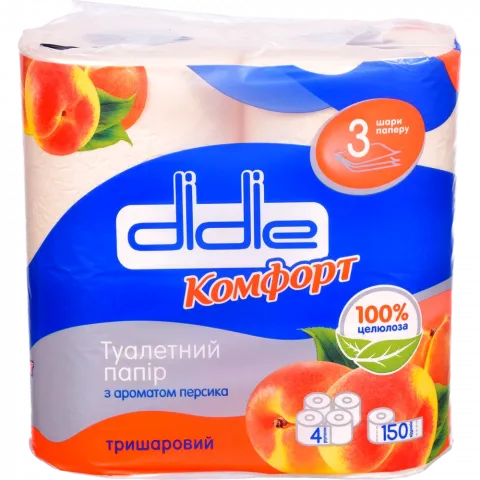 Туал. папір Didie 4 шт. Комфорт аром. Персик 3-х шар.