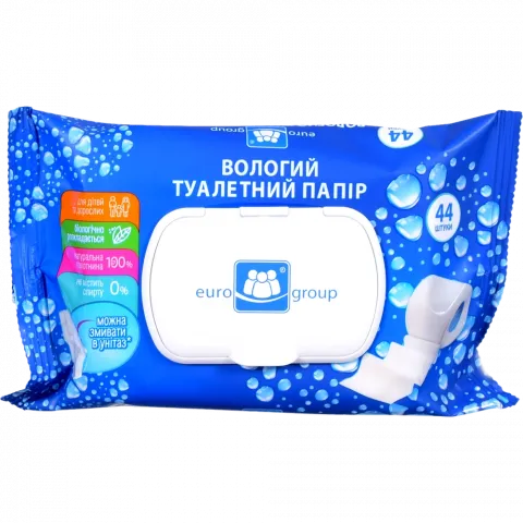 Туал. папір Єврогруп 44 шт. вологий з клапаном