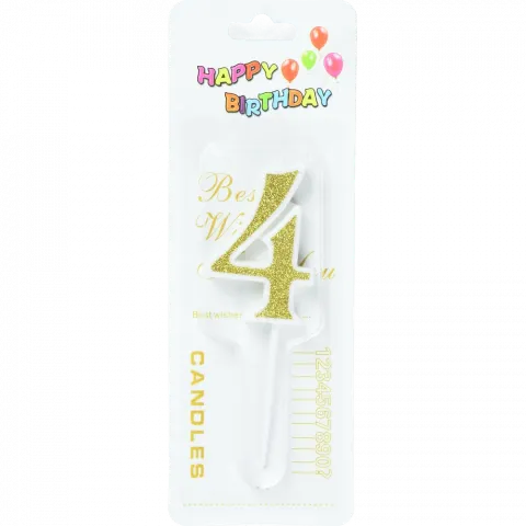 Свічка для торту Цифра 4`, з глітером арт. 6961-13 И582`