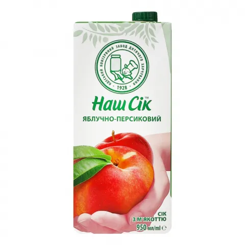 Сік Наш Сік 0,95 л т/п Яблучно-персиковий