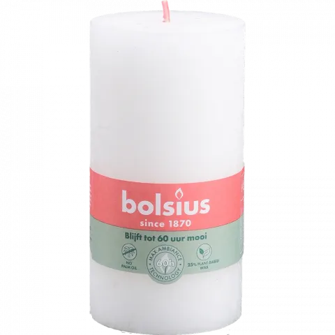 Свіча Bolsius 130/68 рустік Білий, 60 год., арт. 103668790302