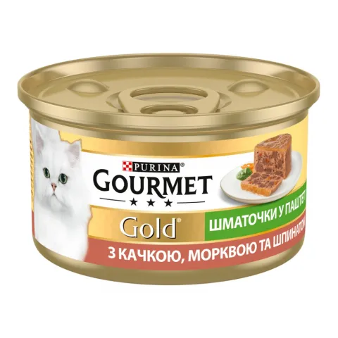 Корм д/котів Гурме Голд 85 г з/б шматоч. в паштеті з качкою, морквою та шпинатом
