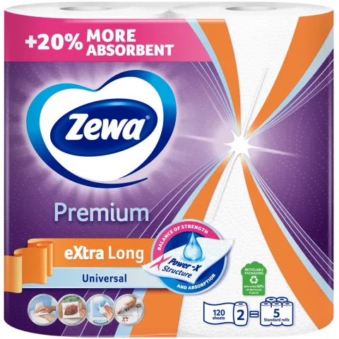 Рушники кухонні Zewa 2 шт. Extra Long
