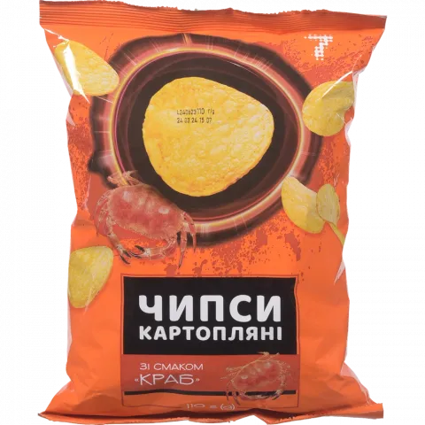 Чипси 7` 110 г зі смаком краба`