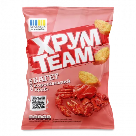 Сухарі ХрумTeam Багет 55 г зі смак. королівського краба