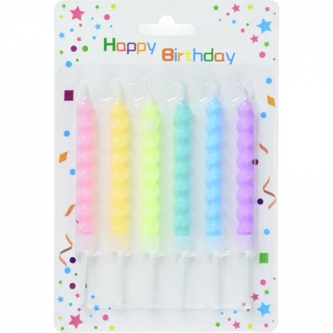 Набір свічок д/т 6 шт кольор. спіралі 6961-4 И674