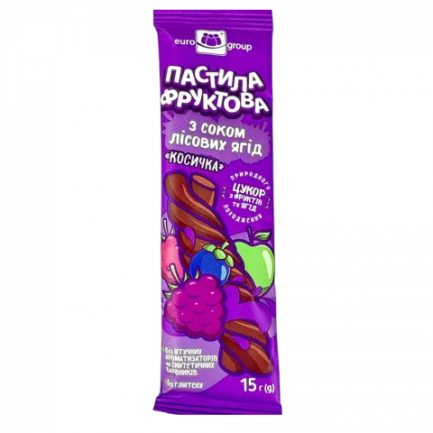Пастила косичка Єврогруп 15 г з соком лісових ягід