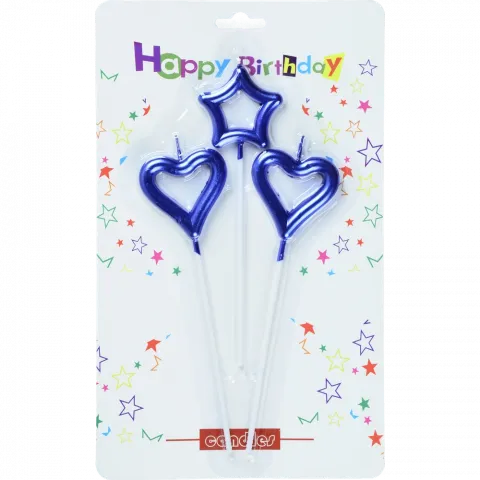 Набір свічок д/т Серця-зірка 3шт 6961-1 И643