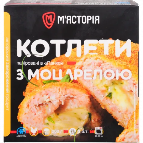 Котлети М`ясторія 200 г з моцарелою паніровані в Панко