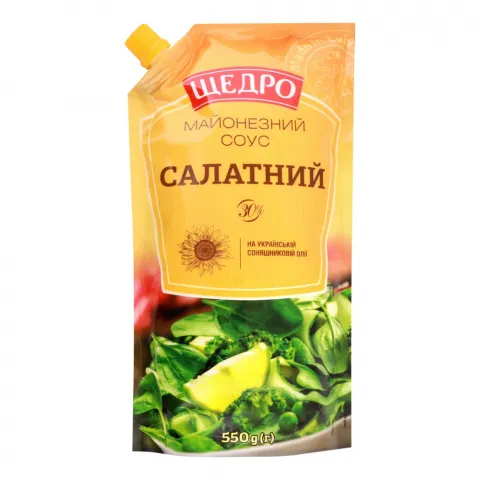 Майонезний соус Щедро 500/550 г д/пак. Салатний 30