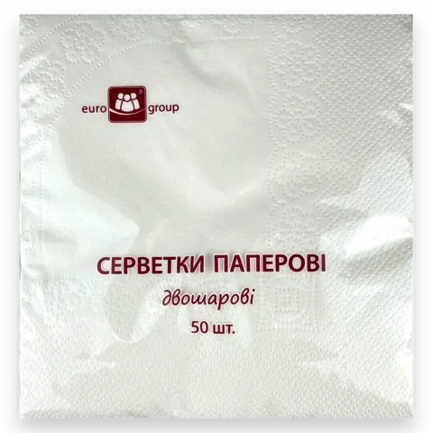 Серветки Єврогруп 50 шт. 2-х шар. білі