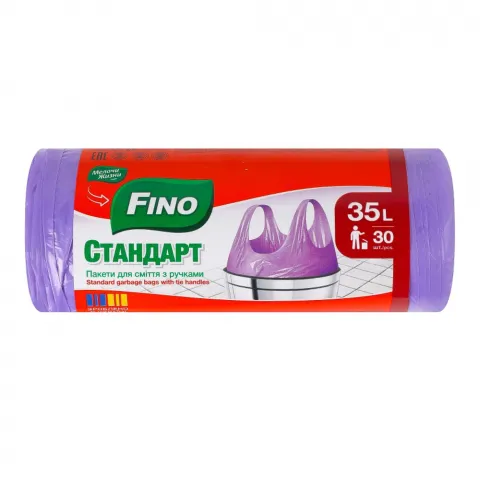 Пакети д/сміття МЖ/FINO 35 л 30 шт. з ручками-зав`язками 1805/7142