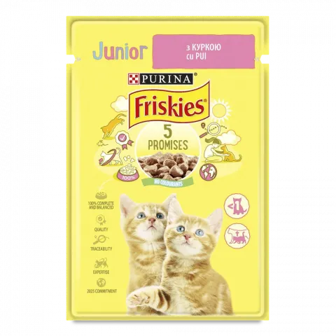 Корм д/кошенят Фріскіс 85 г пак. з куркою у підливці
