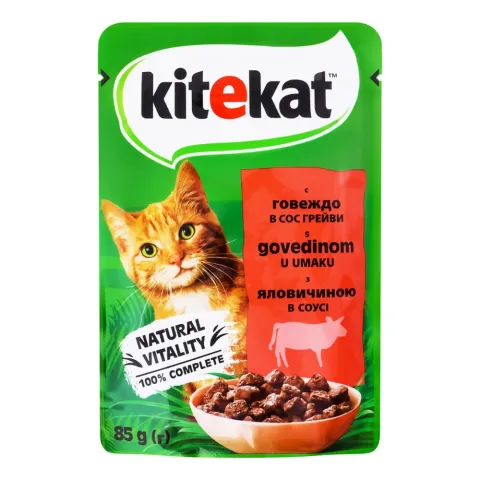 Корм д/котів Кітікет пауч 85/100 г пак. Яловичина в соусі