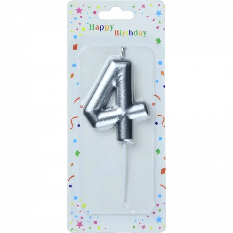 Свічка для торту Цифра 4`, металік арт. 6961-11 И780`