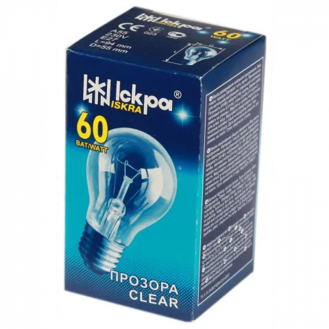 Лампа розж. Іскра А50 проз. 60 Вт Е27